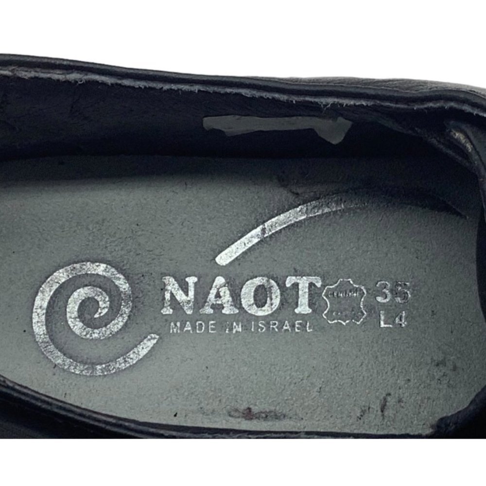 Naot Leather Karo Koru Shoes Loafers Women 4 EU 35 Girl 2 Jet Black Madras APMA - Picture 5 of 8